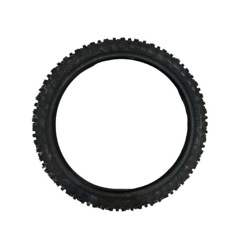 R1+ Rear Tyre 90/90-18 close-up on motorcycle wheel