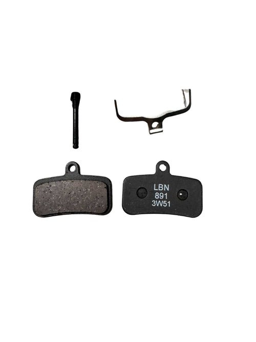 Close-up of R1 brake pads for motorcycles
